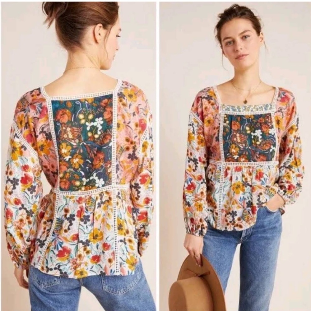 Maeve by Anthropologie Nikki Floral Blouse